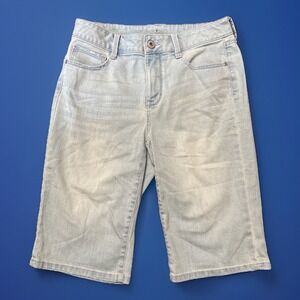 St Johns Bay Womens Size 8 Bermuda Jean Shorts High Rise Stretch 30x12.5